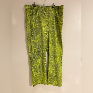 Green snakeskin pants